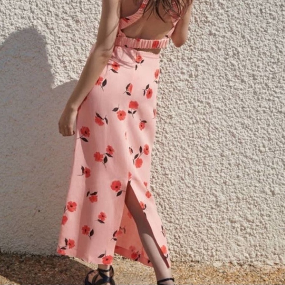 ZARA linen blend printed floral skirt